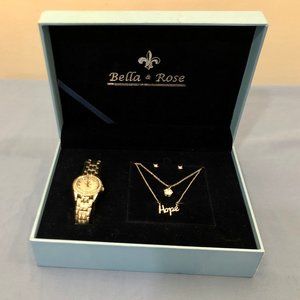 Bella & Rose Watch, Necklace & Earrings "Hope" set